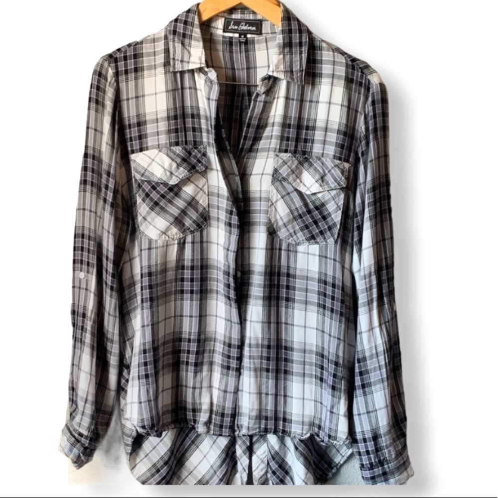 Sam Edelman Plaid Tuxedo Tail Shirt Button-Down